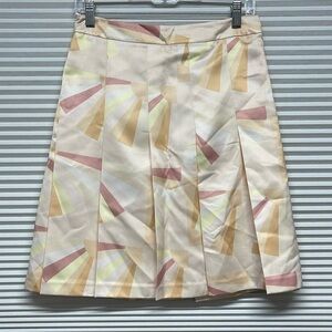 Club Monaco NWT Peach Cream Sunshine Patterned Pleated A-Line Mini Skirt